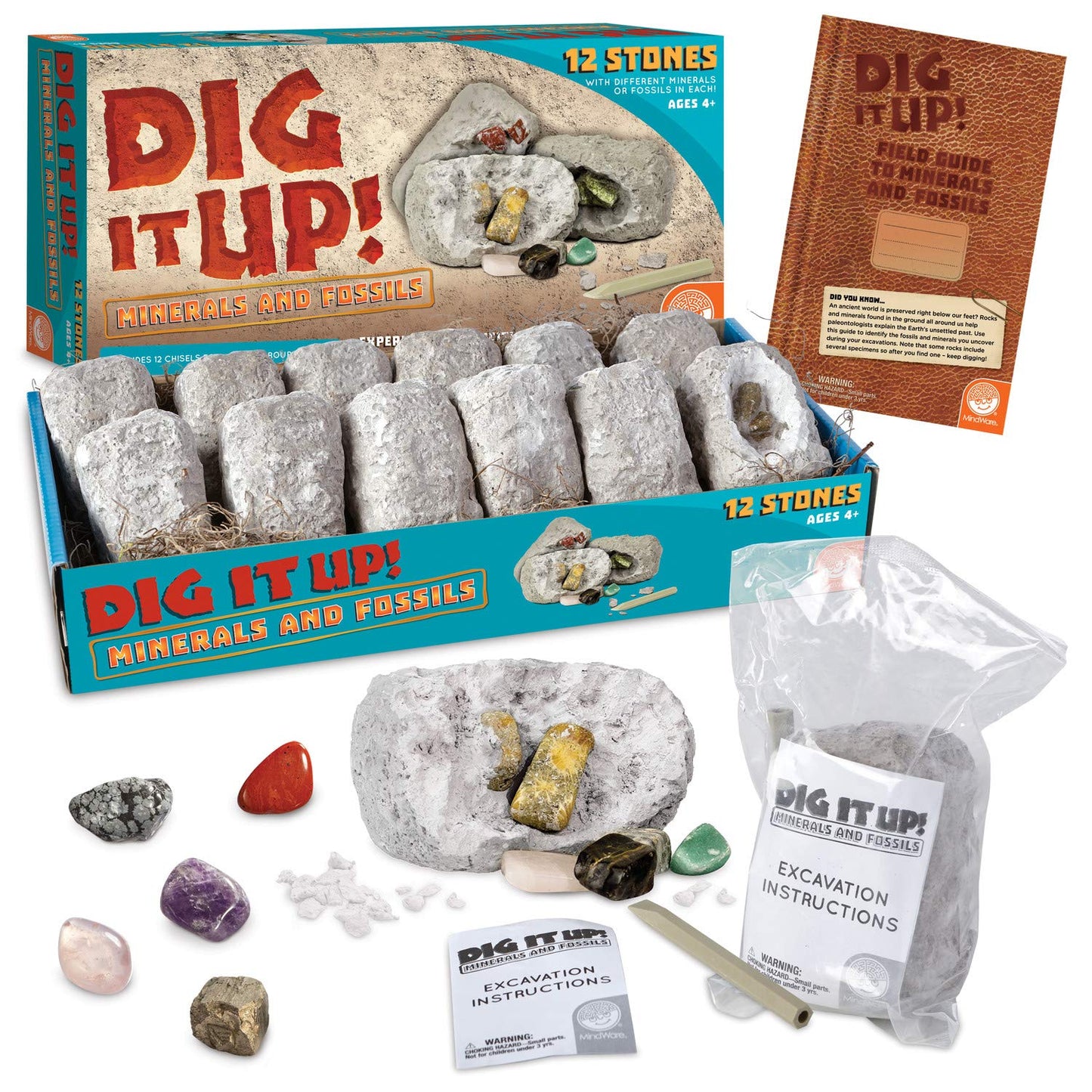 MindWare Dig It Up! Fossils & Minerals – Interactive Excavation Kit for Kids