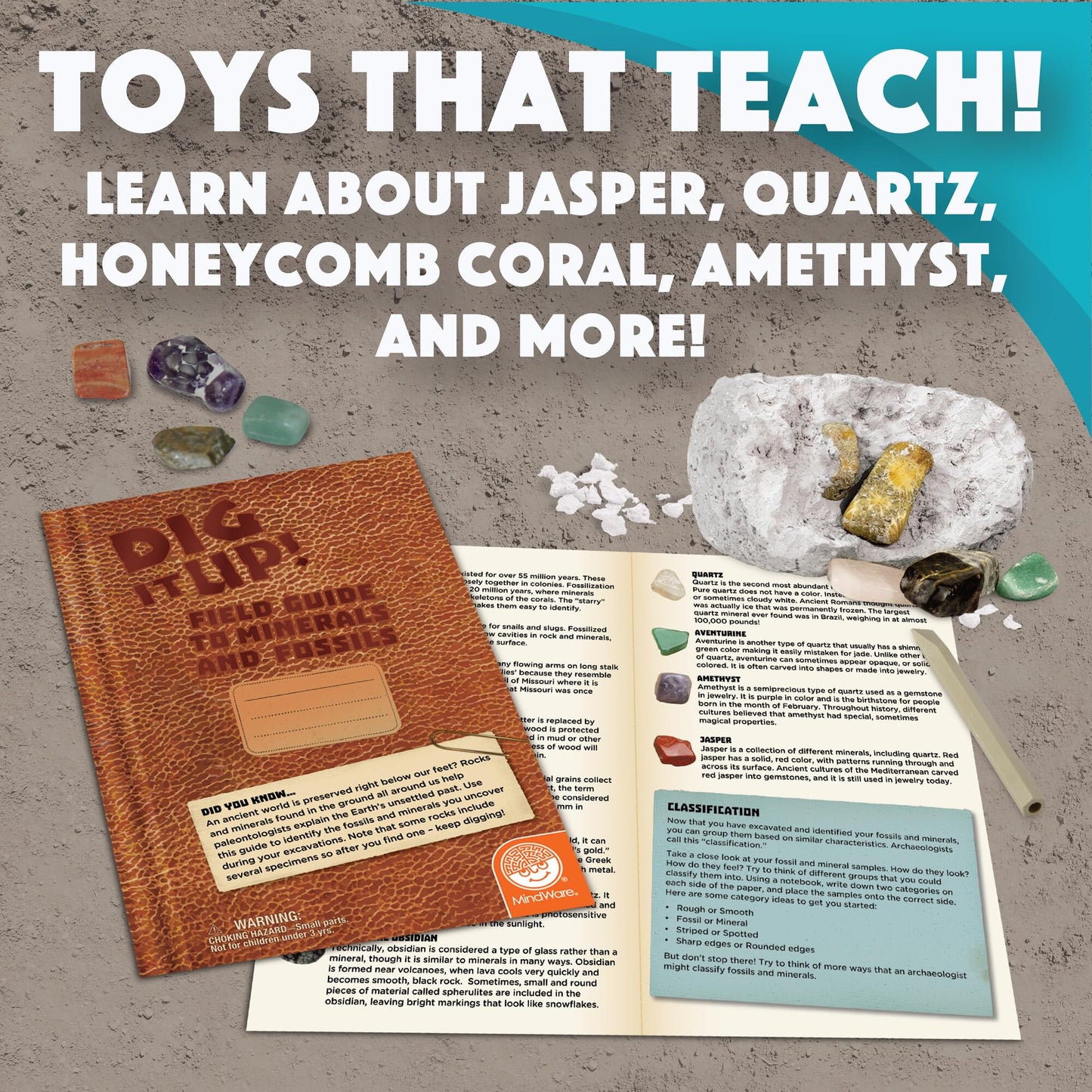 MindWare Dig It Up! Fossils & Minerals – Interactive Excavation Kit for Kids