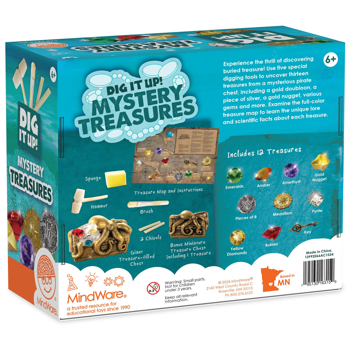 MindWare Dig It Up! Giant Pirate Treasure Chest – 13 Discoveries + Poster
