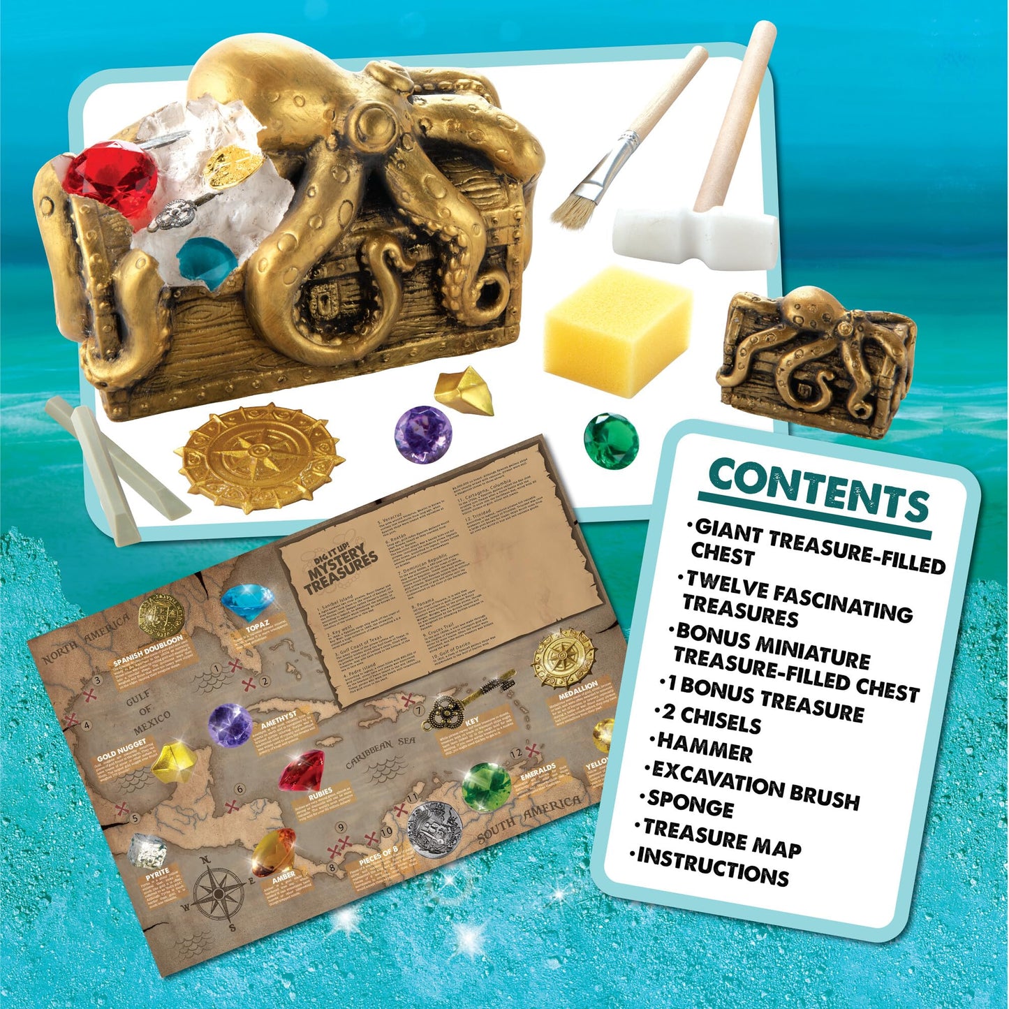 MindWare Dig It Up! Giant Pirate Treasure Chest – 13 Discoveries + Poster