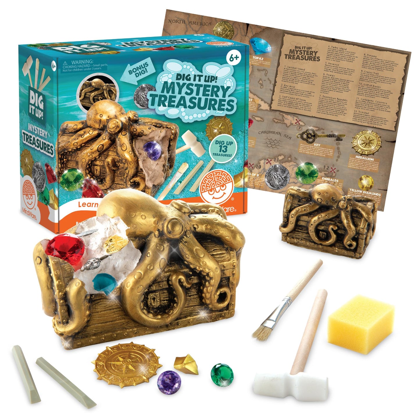 MindWare Dig It Up! Giant Pirate Treasure Chest – 13 Discoveries + Poster