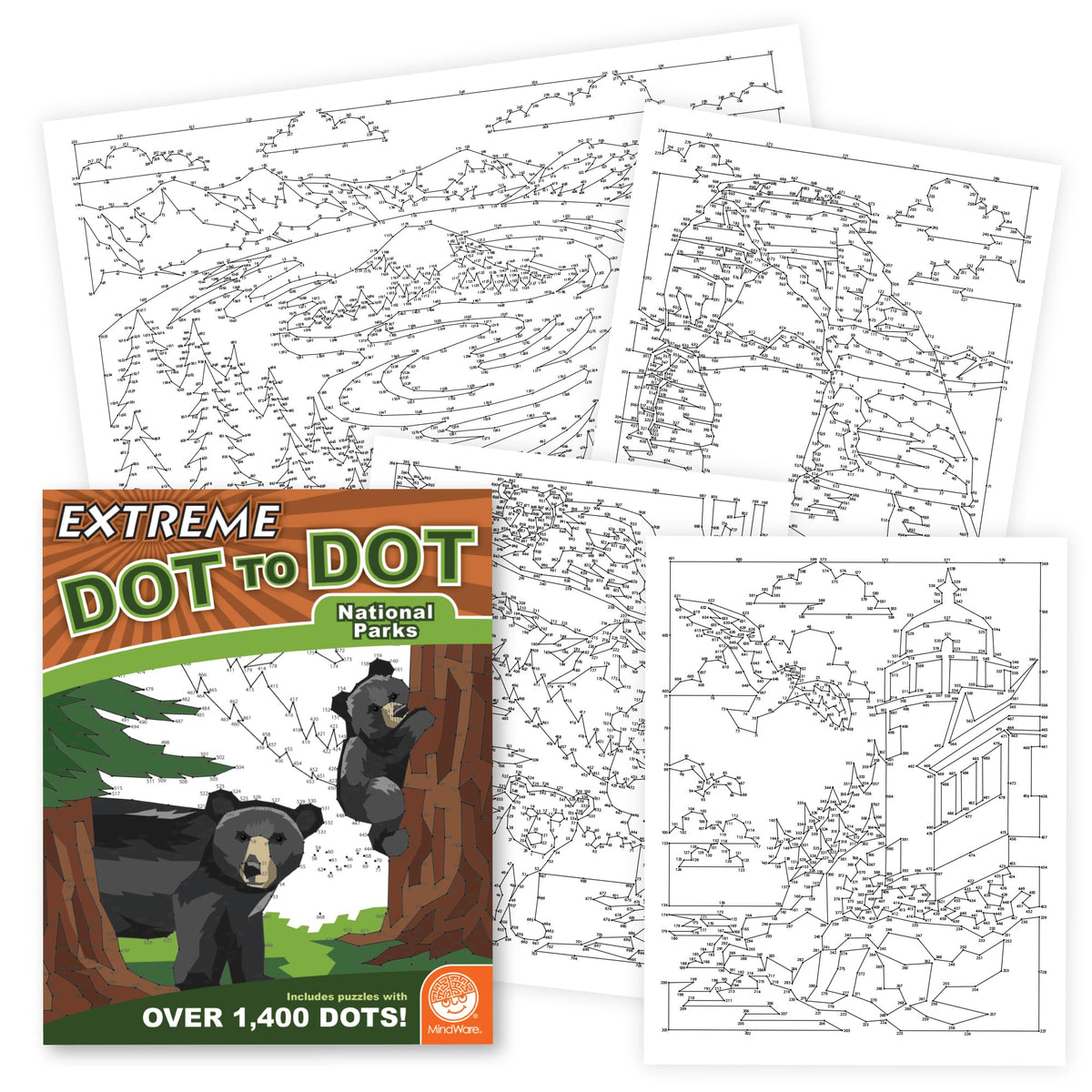 MindWare Extreme Dot-to-Dot: National Parks – 32 Puzzles, Coloring & Trivia for All Ages