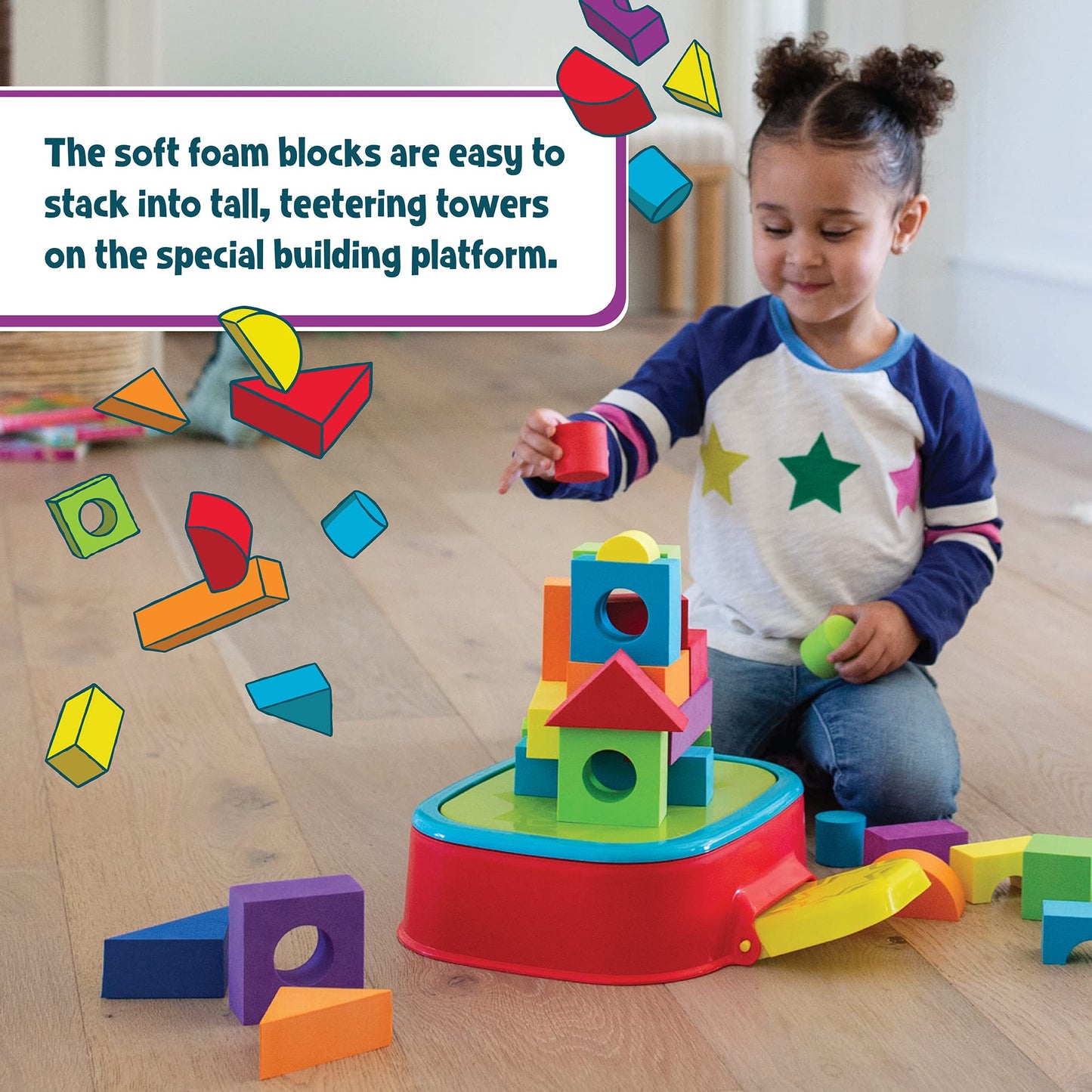 MindWare KaBlocks Blast – 30 Foam Blocks, 2 Launch Blocks, Platform & Kaboom Launch Pad (Ages 3+)
