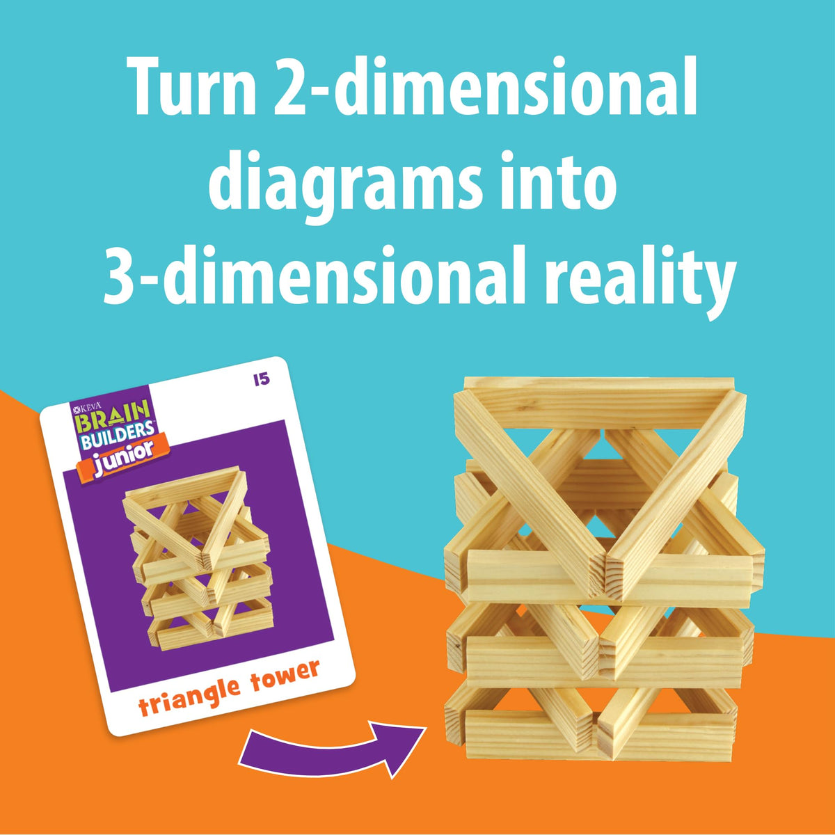MindWare KEVA Junior Brain Builders Playset — 40 Wooden 3D Puzzle Challenges