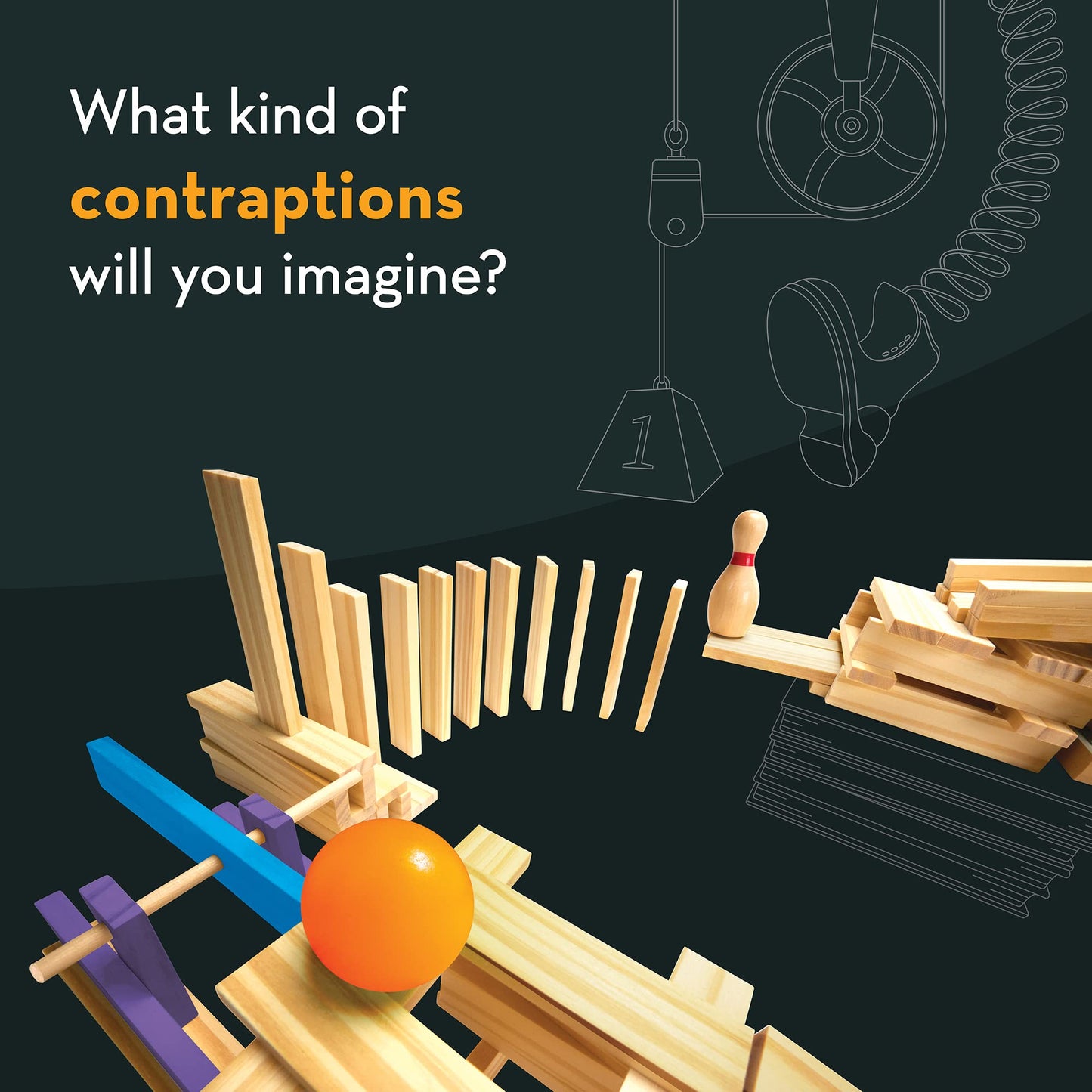 MindWare KEVA Contraptions Reactions Planks — 178 Building Planks (191-Piece) Marble Run Kit for Ages 7+