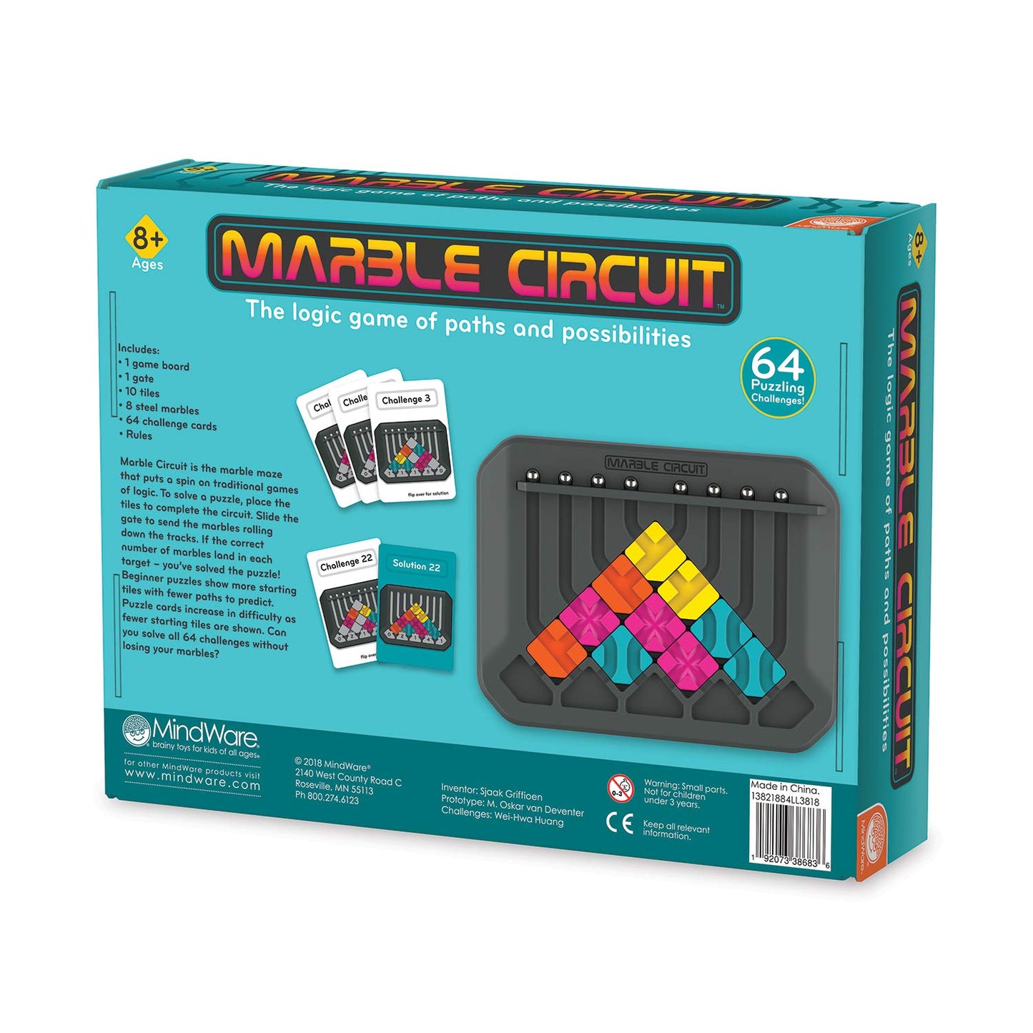 MindWare Marble Circuit Puzzle – 64 Challenges for Ages 8+ | Brain Teaser