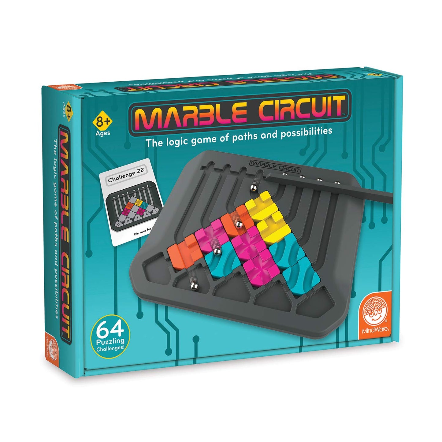 MindWare Marble Circuit Puzzle – 64 Challenges for Ages 8+ | Brain Teaser