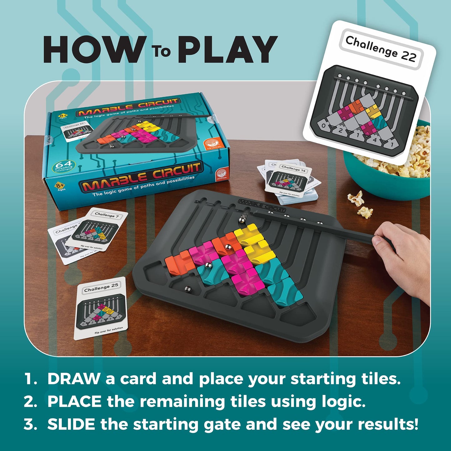MindWare Marble Circuit Puzzle – 64 Challenges for Ages 8+ | Brain Teaser