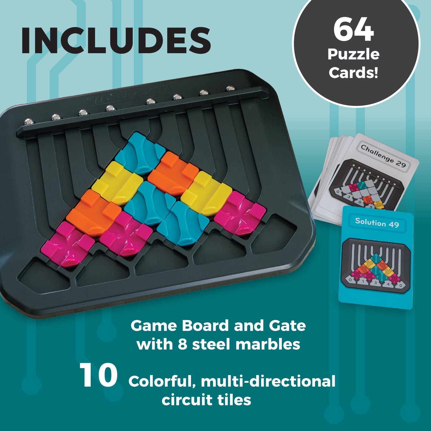 MindWare Marble Circuit Puzzle – 64 Challenges for Ages 8+ | Brain Teaser