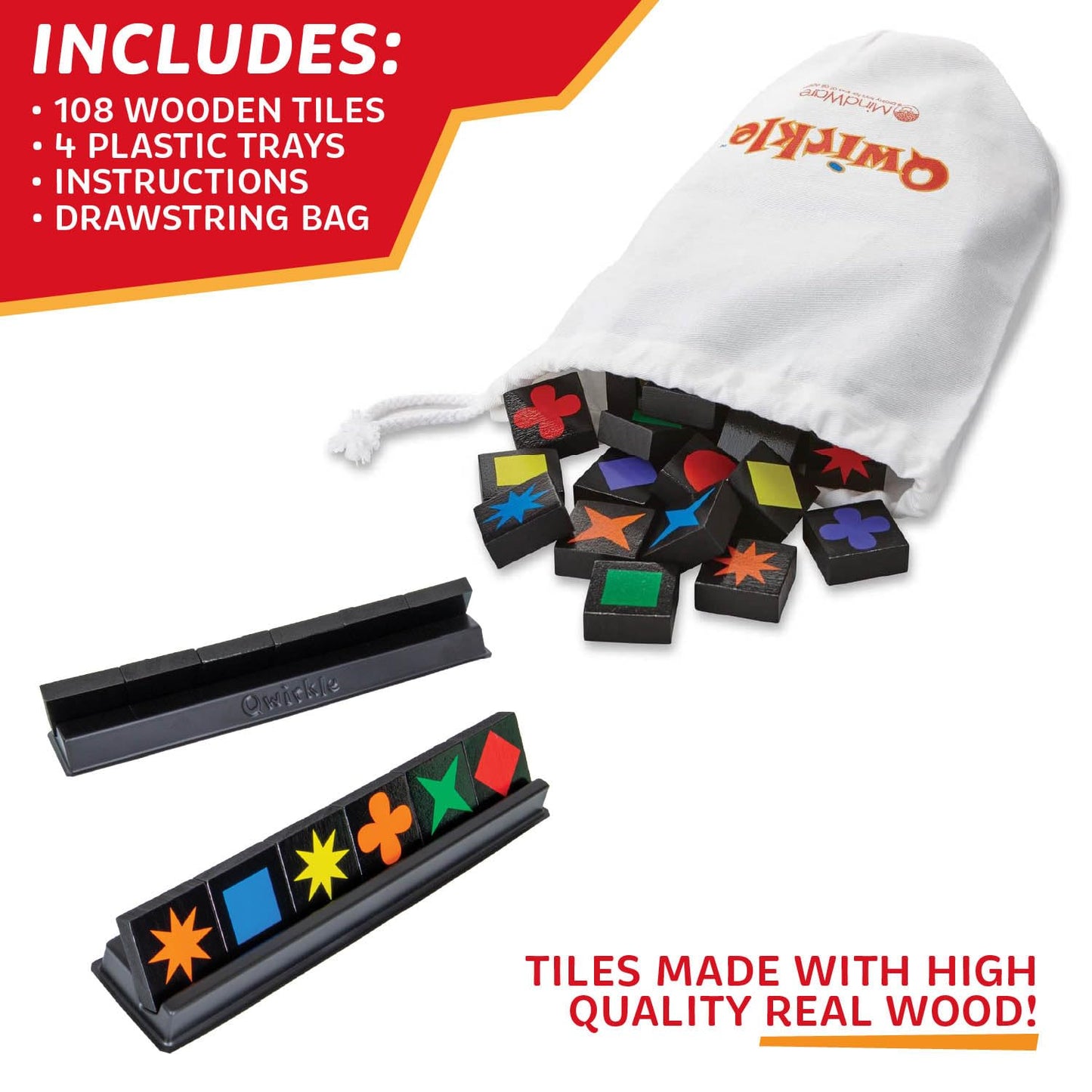 Qwirkle Board Game – Strategy for 2-4 Players | MindWare Deluxe with Trays