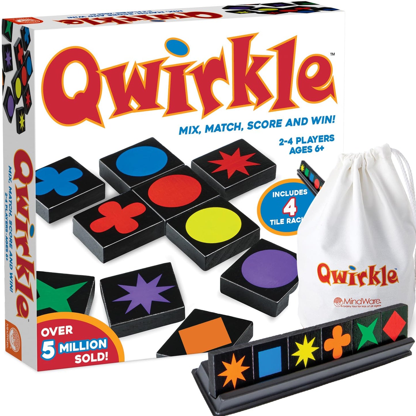 Qwirkle Board Game – Strategy for 2-4 Players | MindWare Deluxe with Trays
