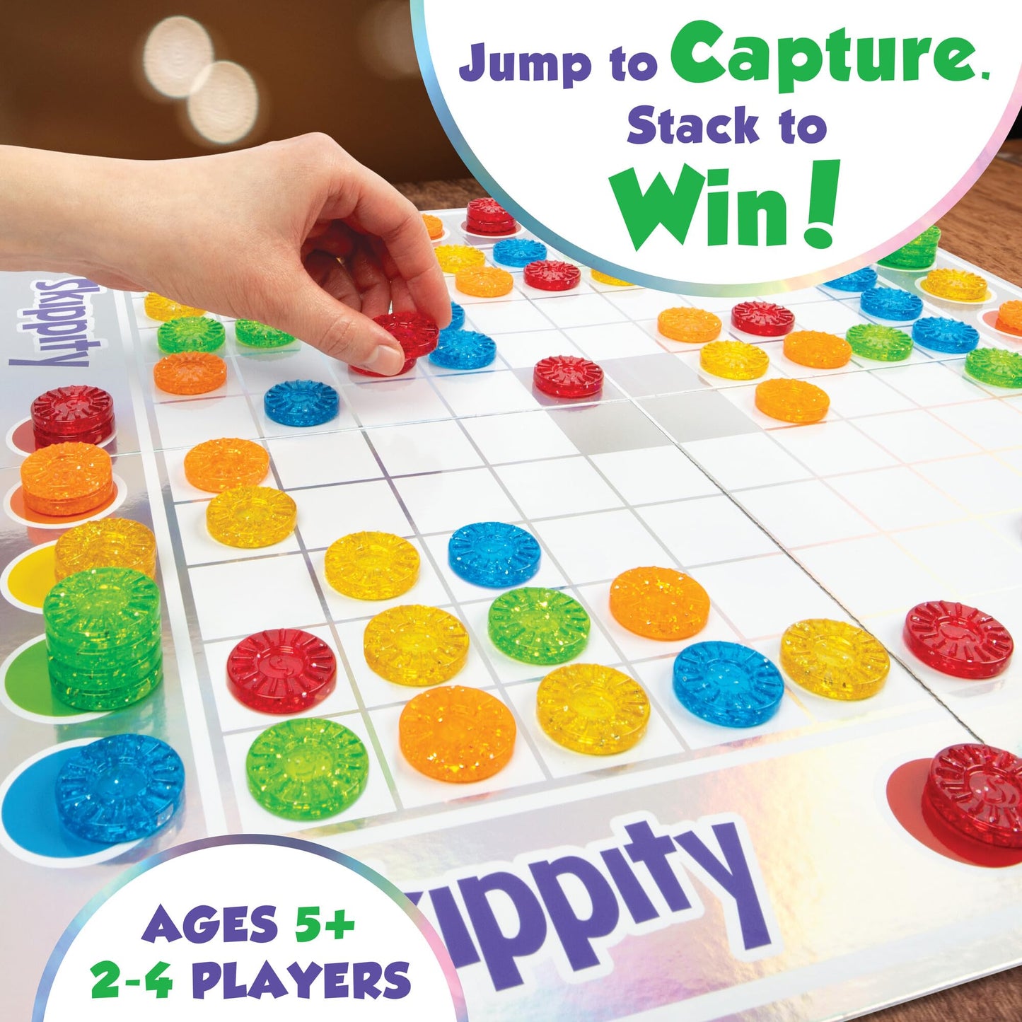 MindWare Skippity - Jump-and-Capture Board Game for 2-4 Players