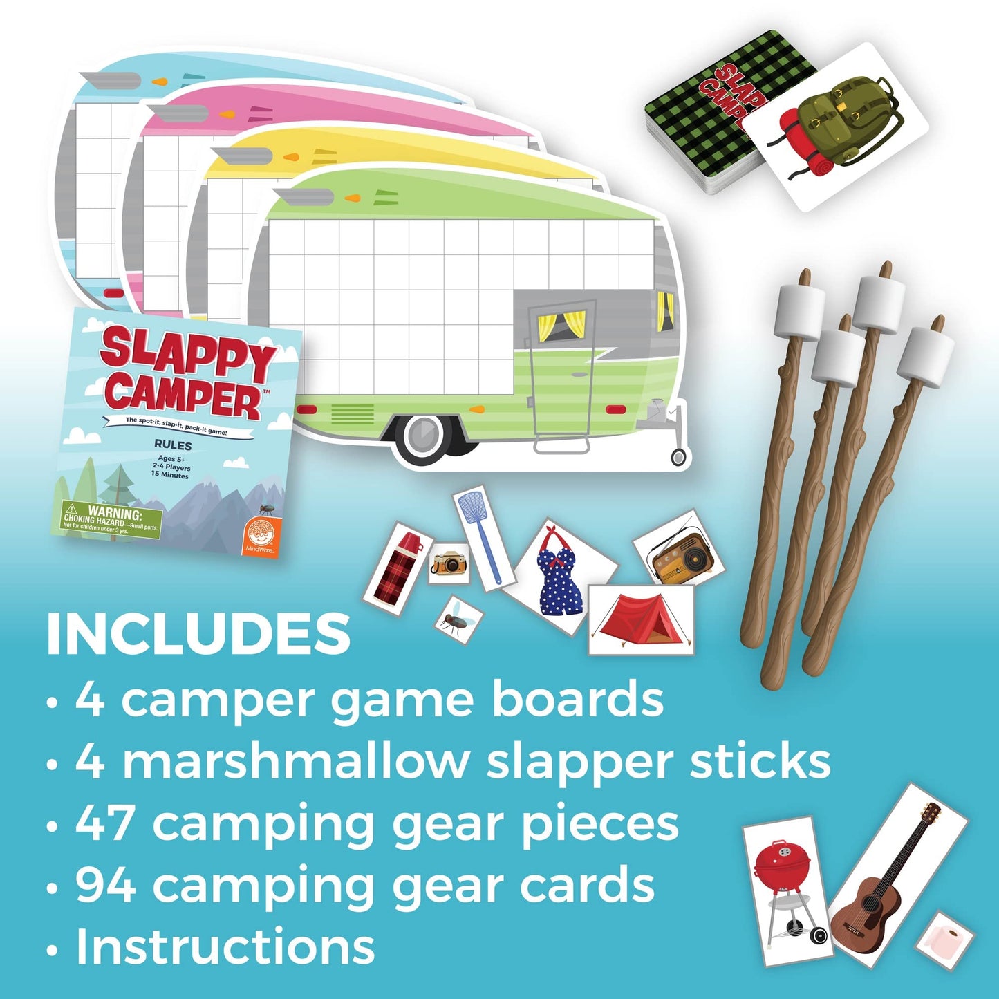 MindWare Slappy Camper Strategy Game – Think Fast and Fill Your Camper (2-4 Players, Ages 5+)
