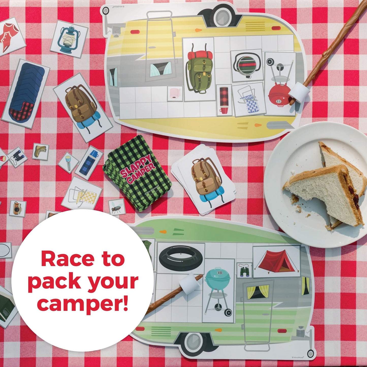 MindWare Slappy Camper Strategy Game – Think Fast and Fill Your Camper (2-4 Players, Ages 5+)