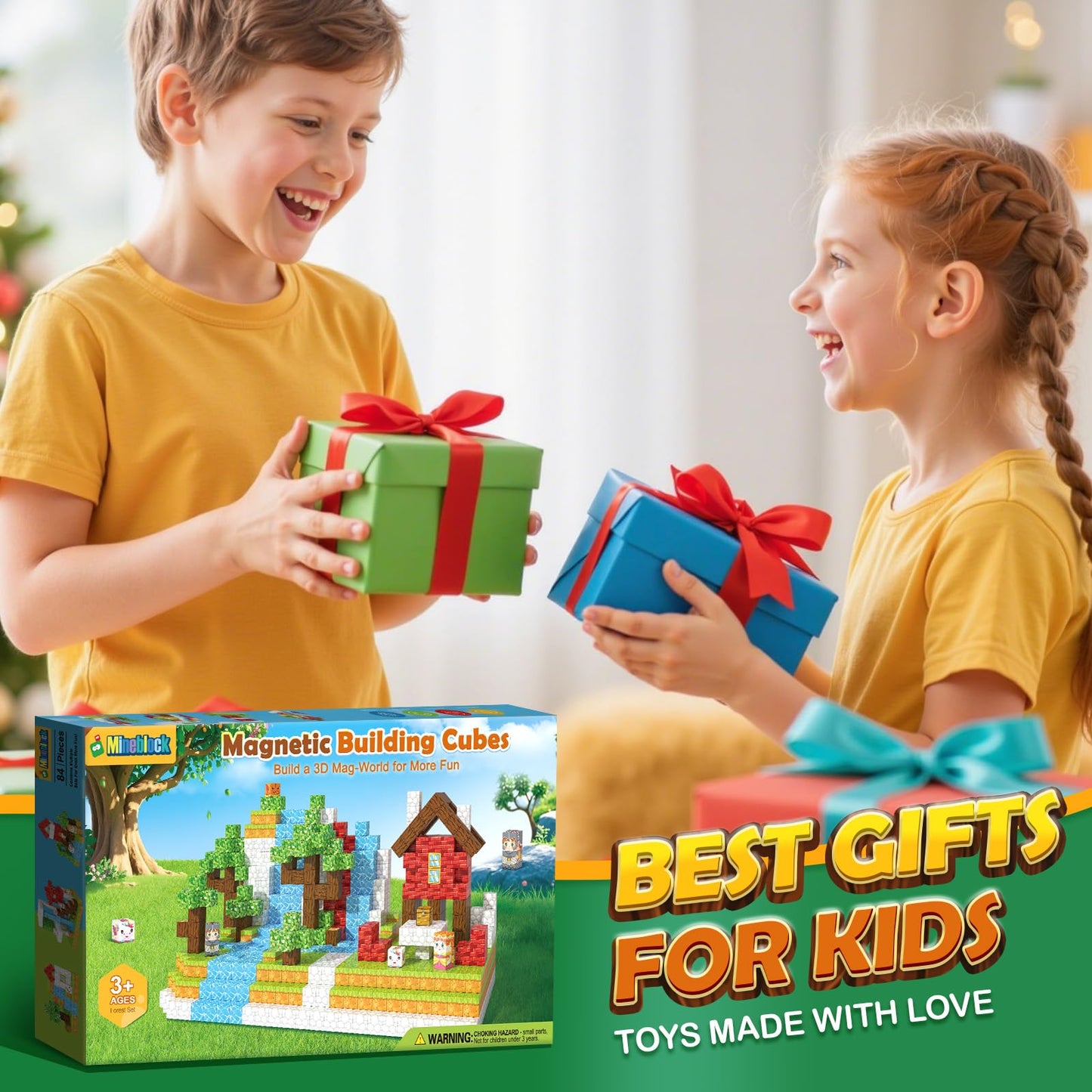 Mineblock Magnetic Blocks - Forest Castle Set for STEM & Open-Ended Play (Ages 3-8)