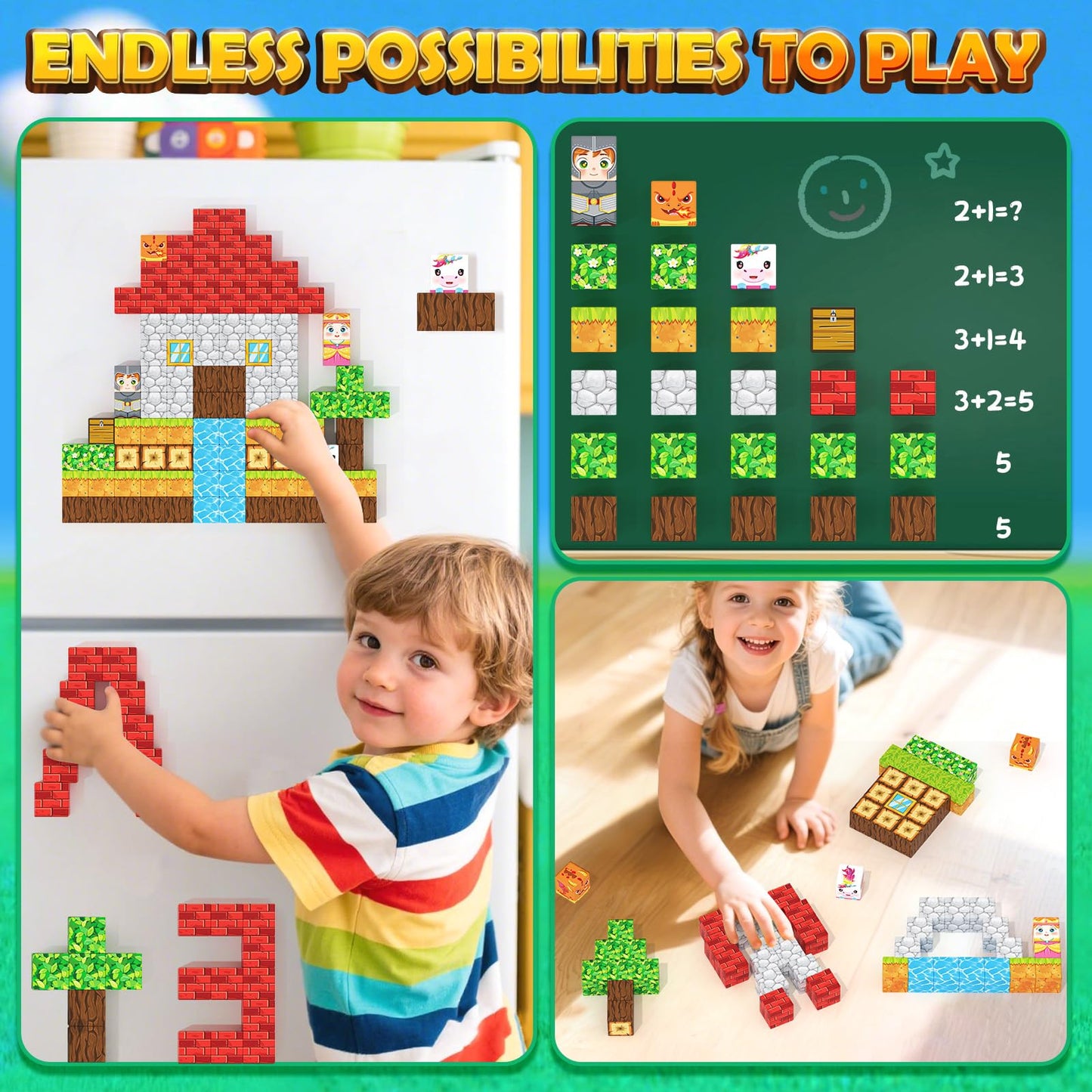 Mineblock Magnetic Blocks - Forest Castle Set for STEM & Open-Ended Play (Ages 3-8)