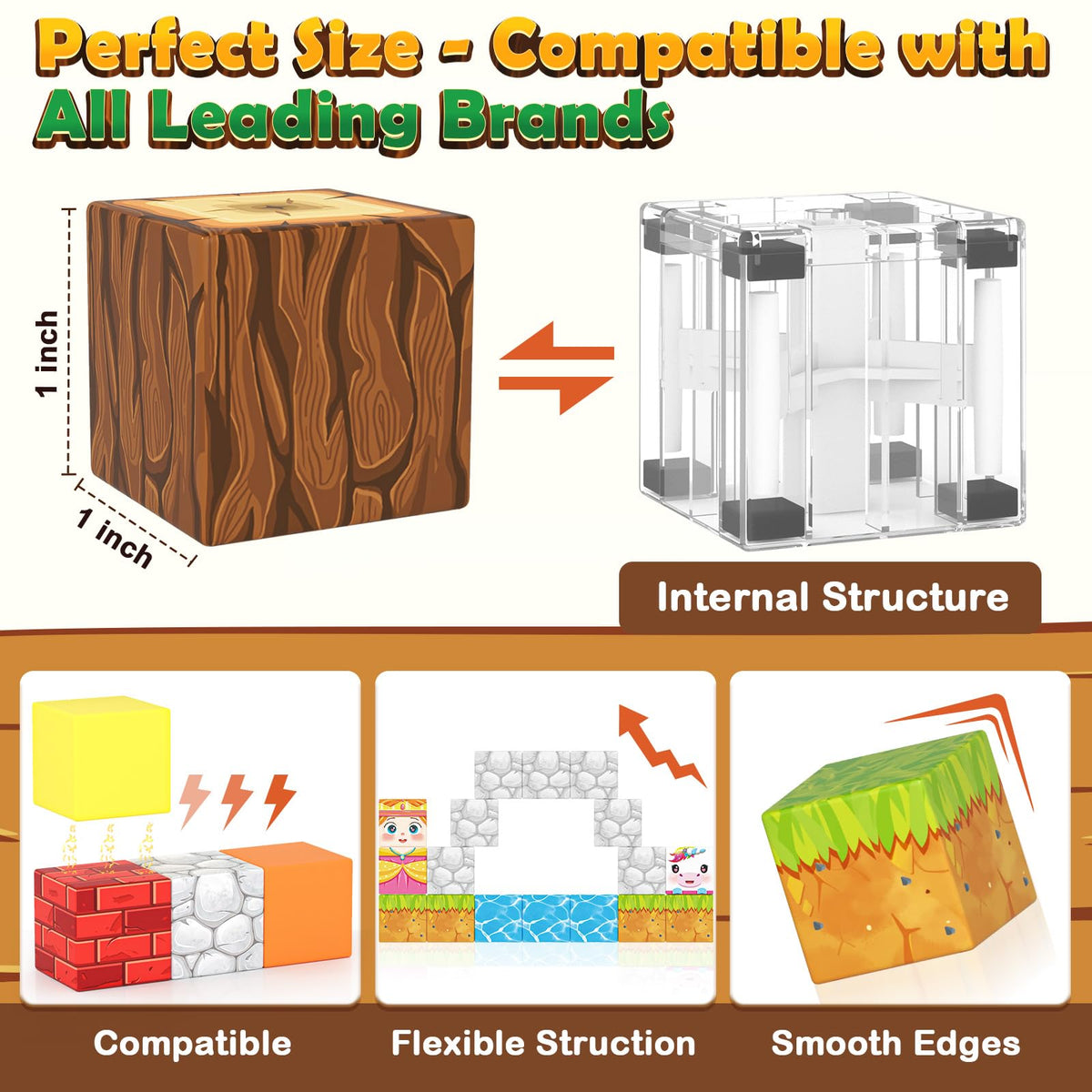 Mineblock Magnetic Blocks - Forest Castle Set for STEM & Open-Ended Play (Ages 3-8)