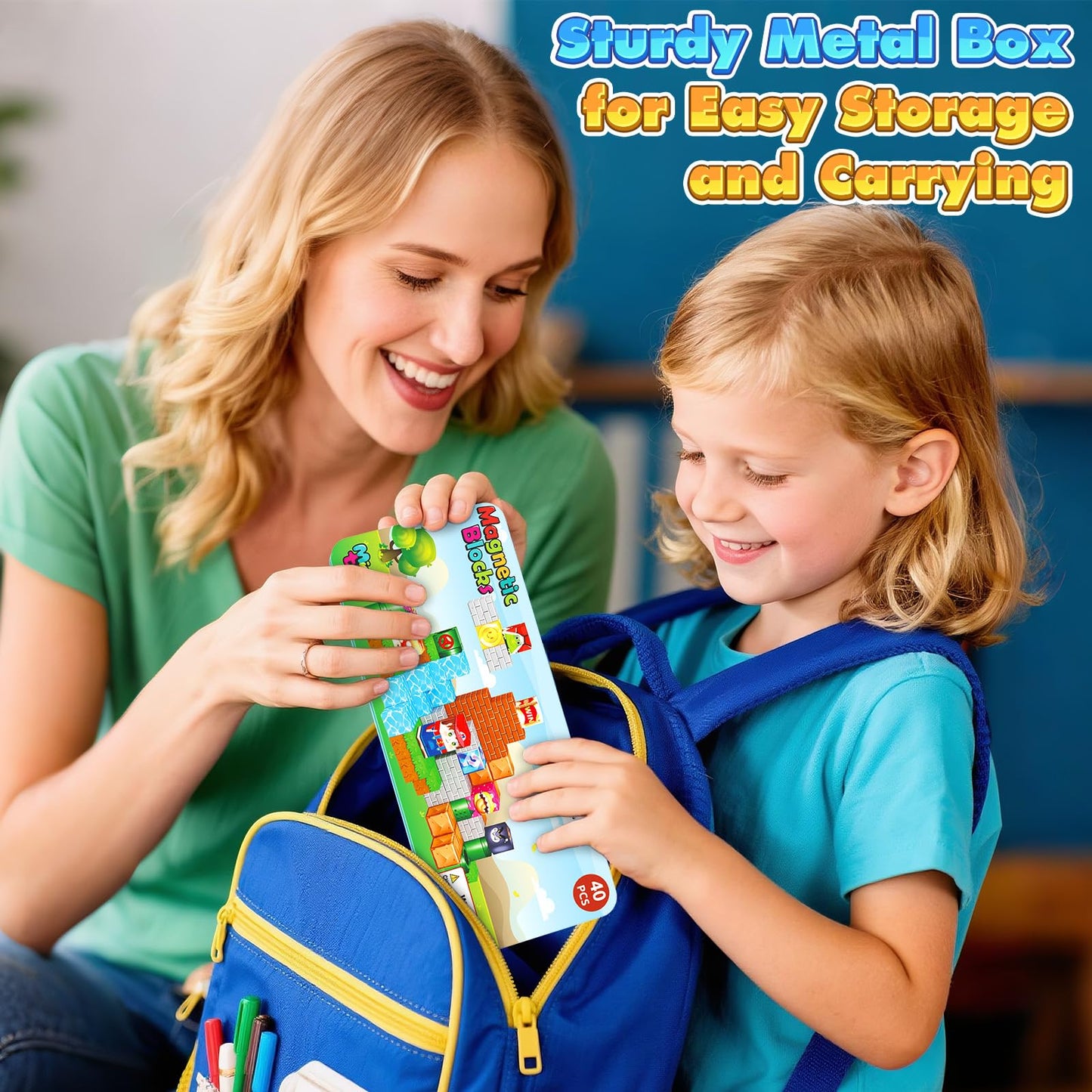 Minecftoy Mini Magnetic Blocks Travel Set | Portable Educational Building Toy for 3-8 Year Olds