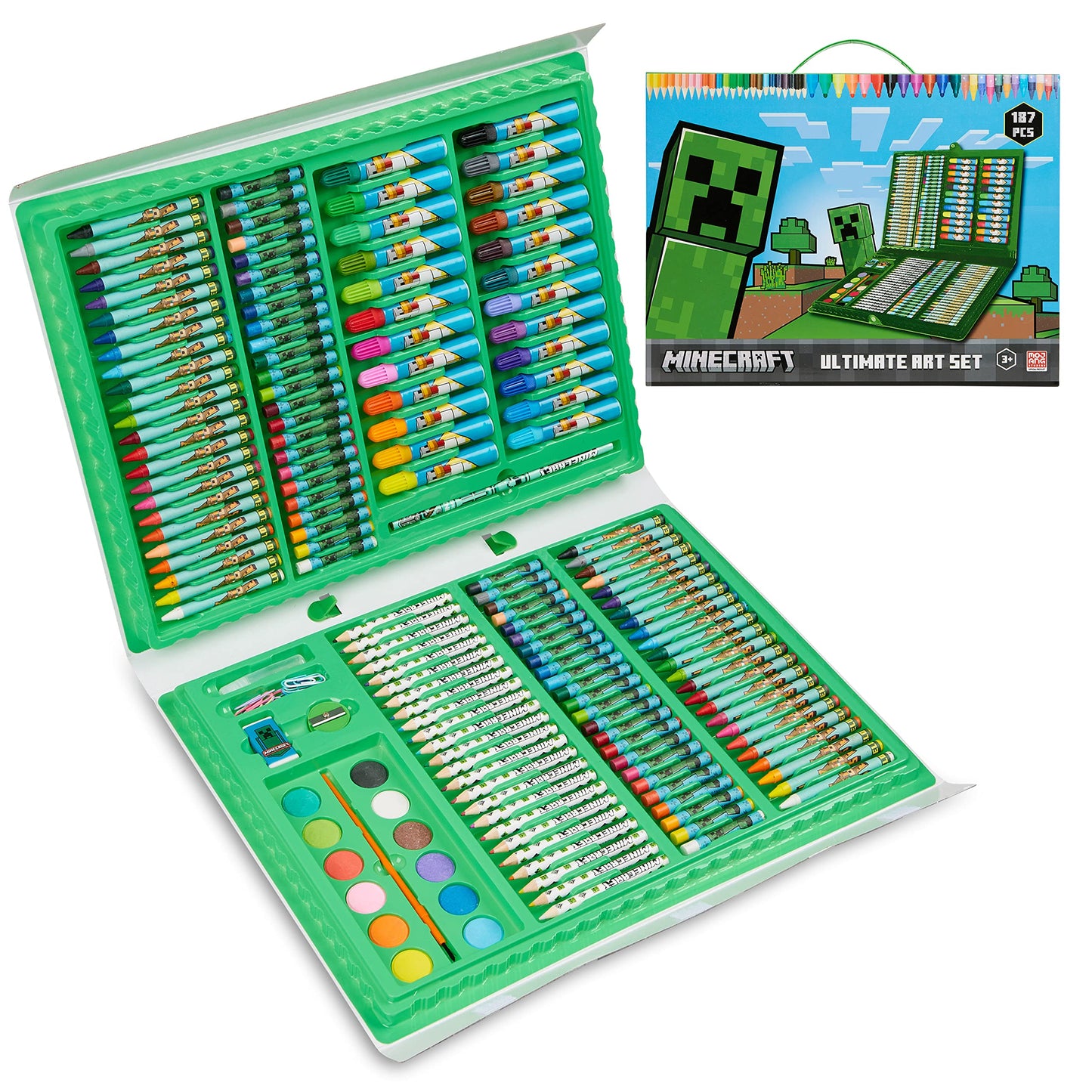 Minecraft Kids Art Set — Travel Case Coloring & Painting Kit for Ages 4-12
