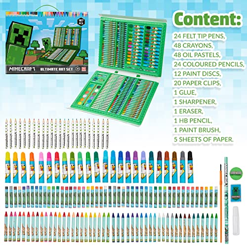 Minecraft Kids Art Set — Travel Case Coloring & Painting Kit for Ages 4-12