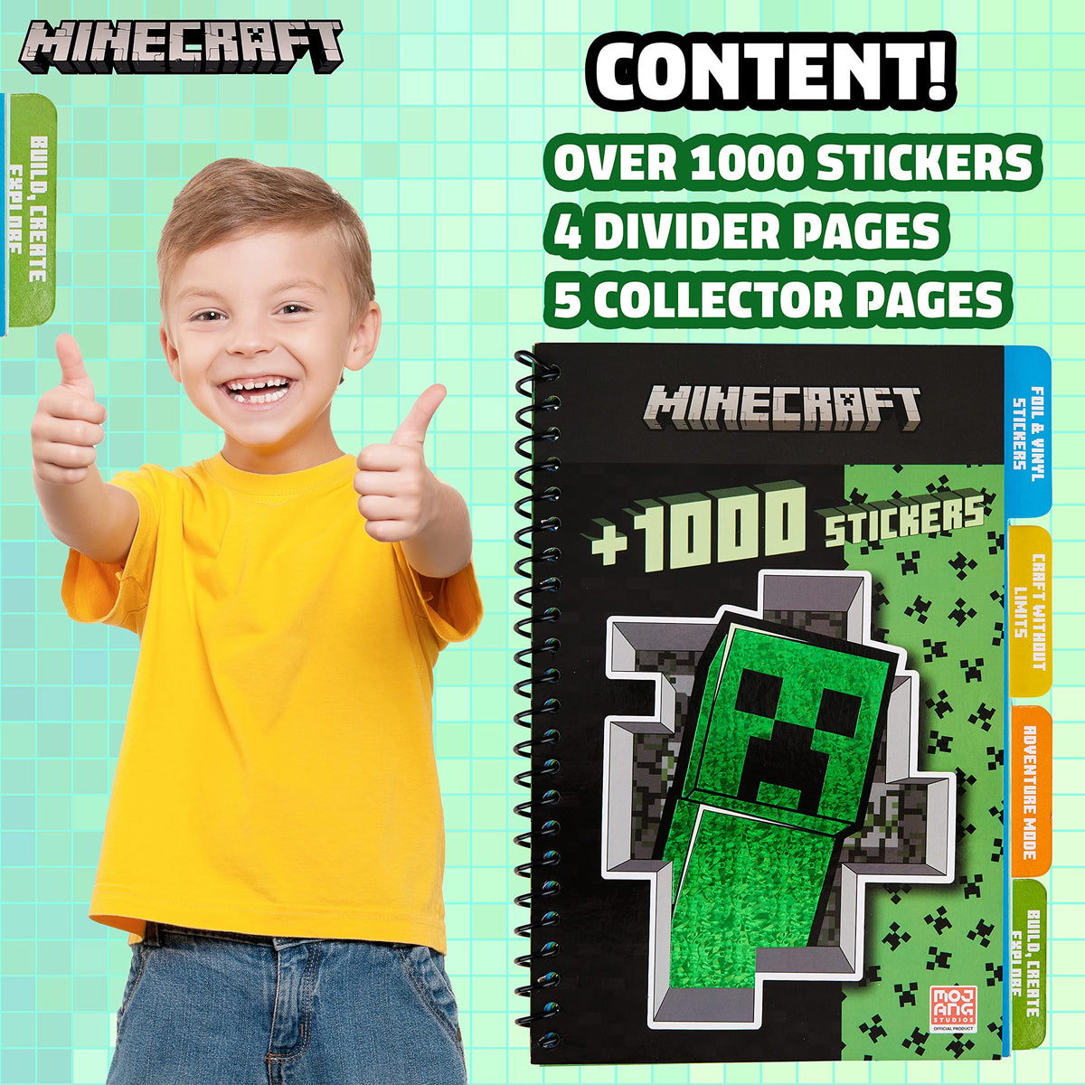 Minecraft Sticker Book for Kids – 28 Sheets, 1000+ Creeper Stickers | Official Minecraft Gift