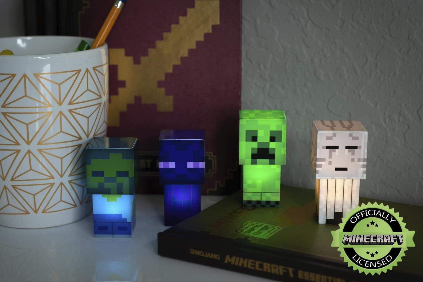 Minecraft Mini Mob 4-Piece Mood Light Set | Battery-Operated LED Lights