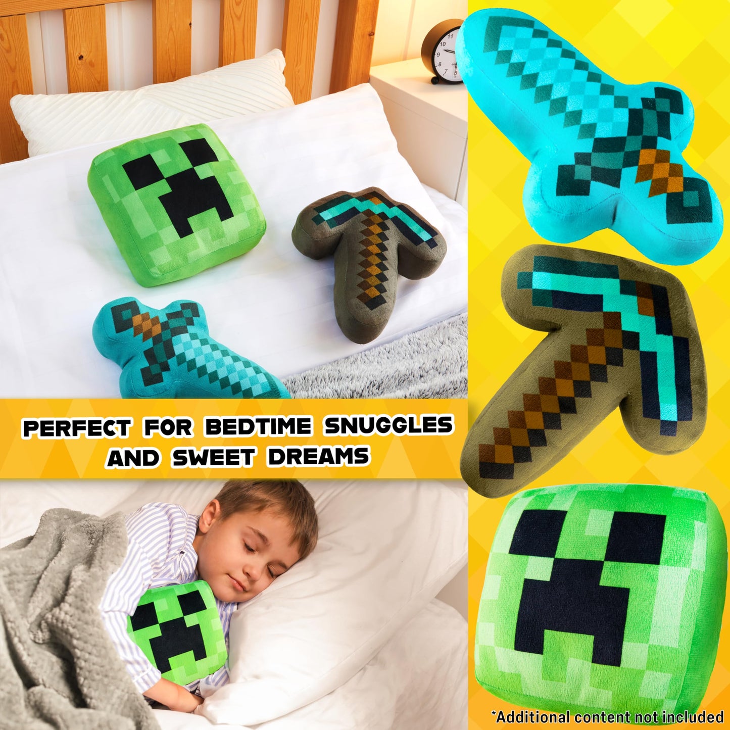 Minecraft Plush Figure Set – 3-Pack Creeper, Sword & Axe Plush Toys (Official Merchandise)