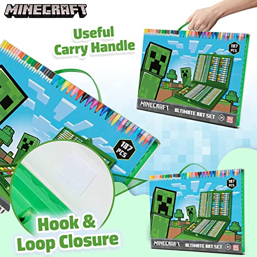 Minecraft Kids Art Set — Travel Case Coloring & Painting Kit for Ages 4-12