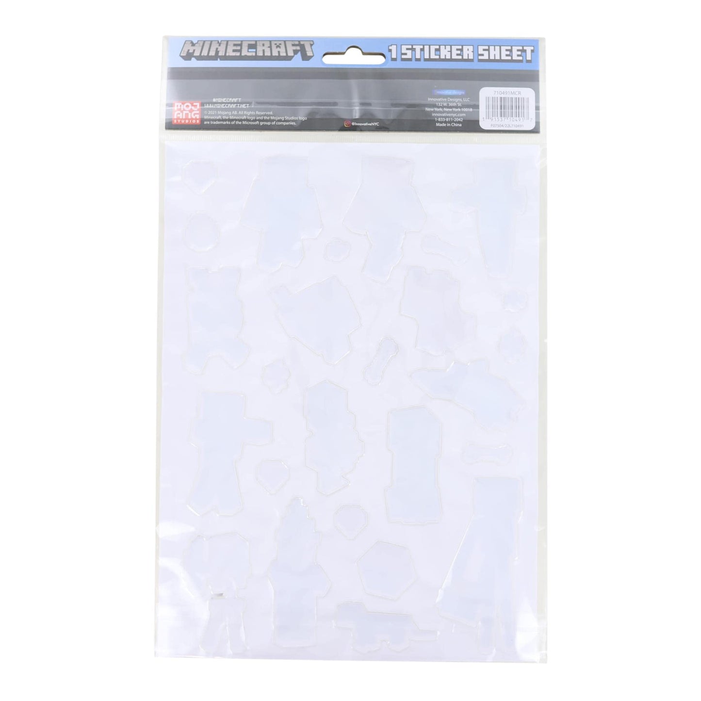 Minecraft Raised 3D Stickers – 26-Piece Puffy Fandom Sheet | One Sheet