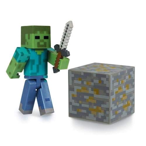 Minecraft Core Zombie Figure Pack – Series 1 (3-Inch, Iron Ore Block)