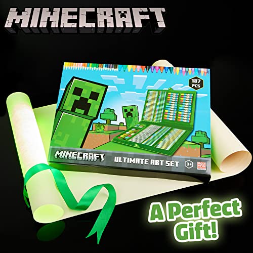 Minecraft Kids Art Set — Travel Case Coloring & Painting Kit for Ages 4-12