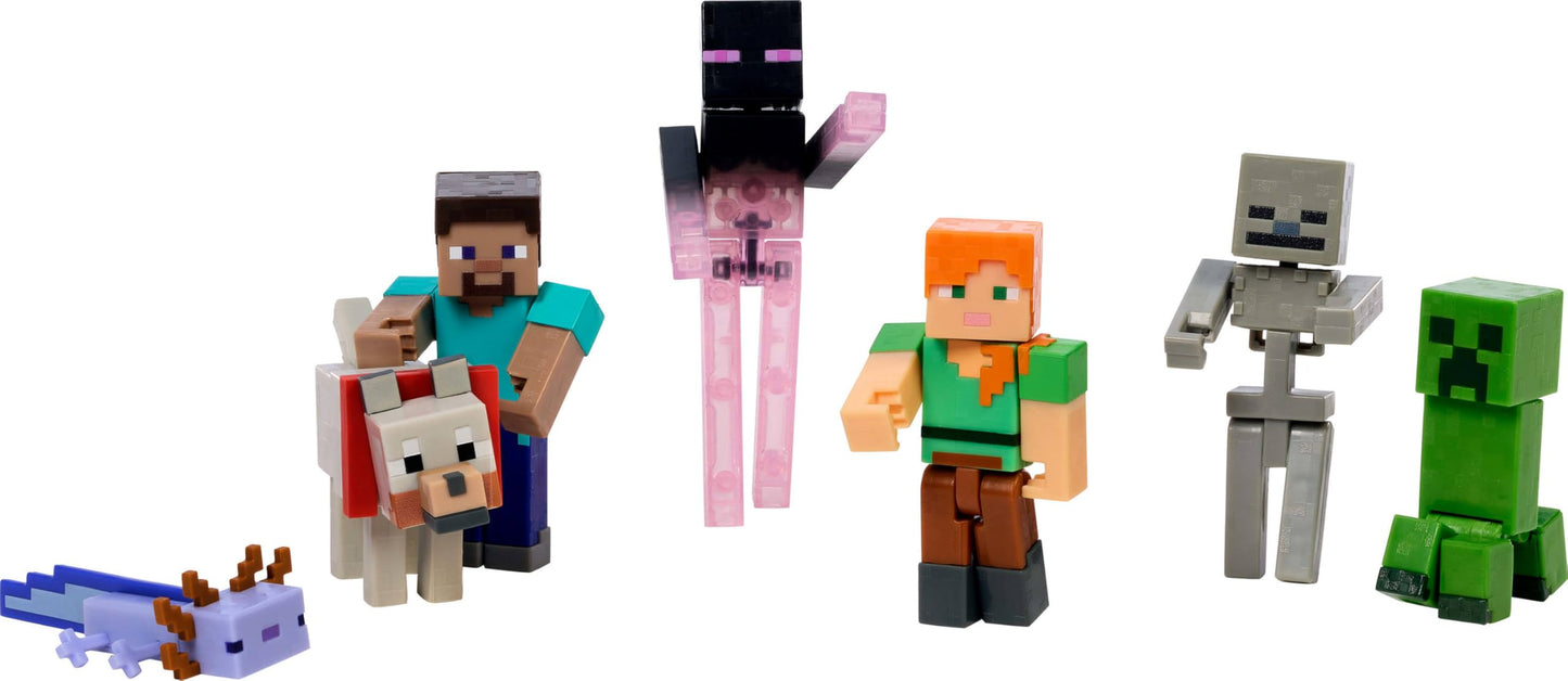 Minecraft World Builders Pack: 7 Action Figures in 3.25-Inch Scale (Steve, Ari, Enderman & More)