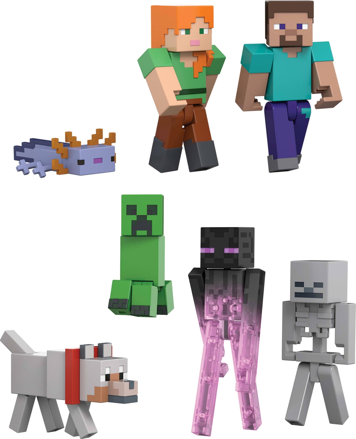 Minecraft World Builders Pack: 7 Action Figures in 3.25-Inch Scale (Steve, Ari, Enderman & More)
