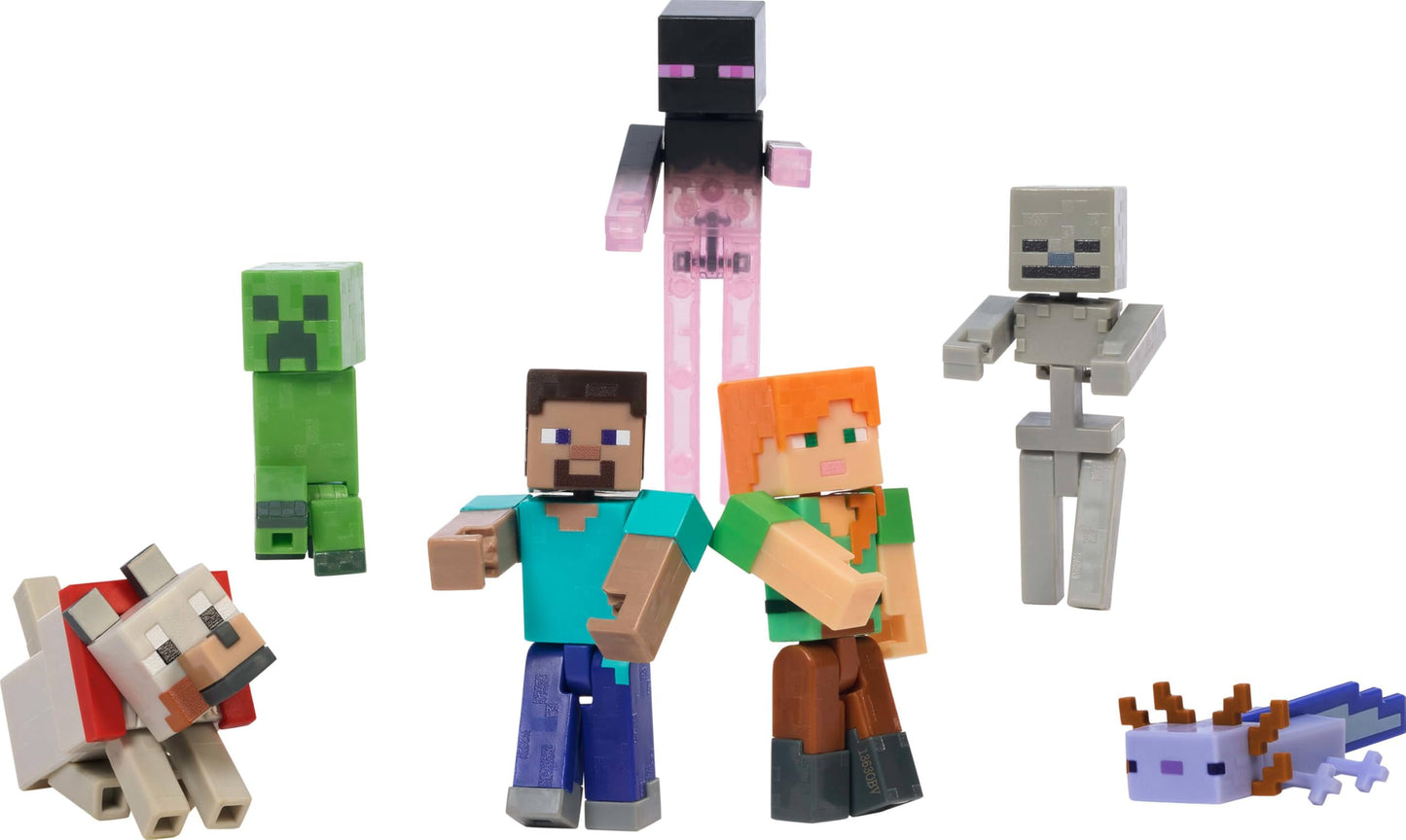 Minecraft World Builders Pack: 7 Action Figures in 3.25-Inch Scale (Steve, Ari, Enderman & More)