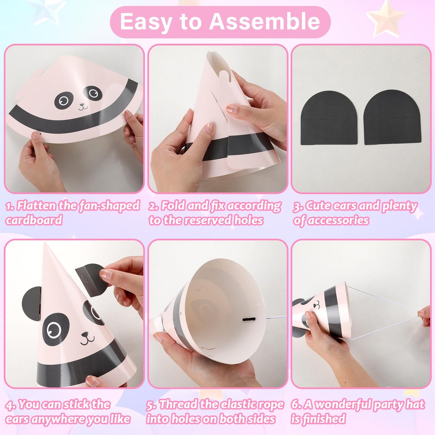 MinFyberd 24 Pcs Cute Animal Party Hats – Kawaii Cone Crowns for Kids & Adults