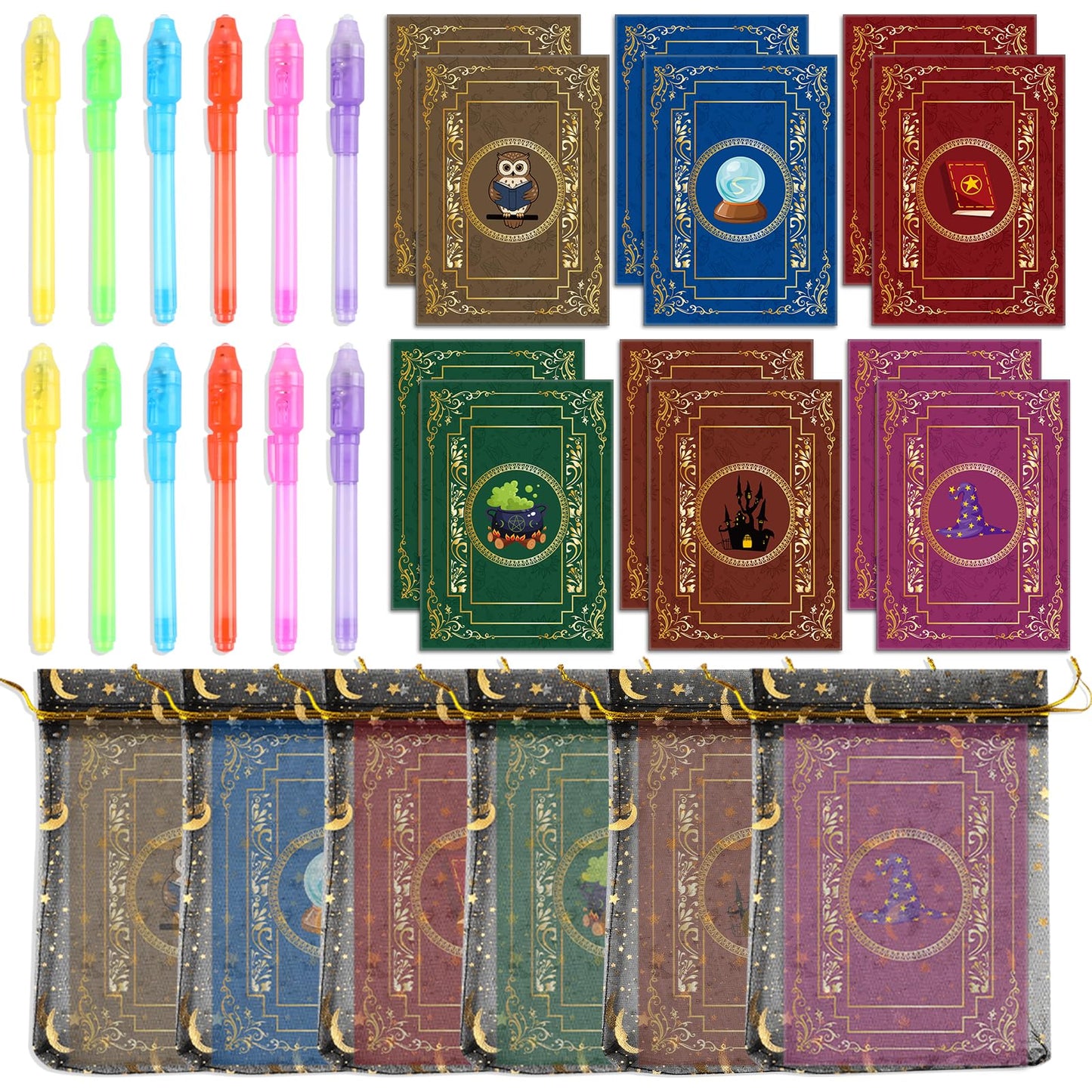 MinFyberd 36PCS Magical Party Favors – Invisible Ink Pen, Witch Notebooks & Gift Bags