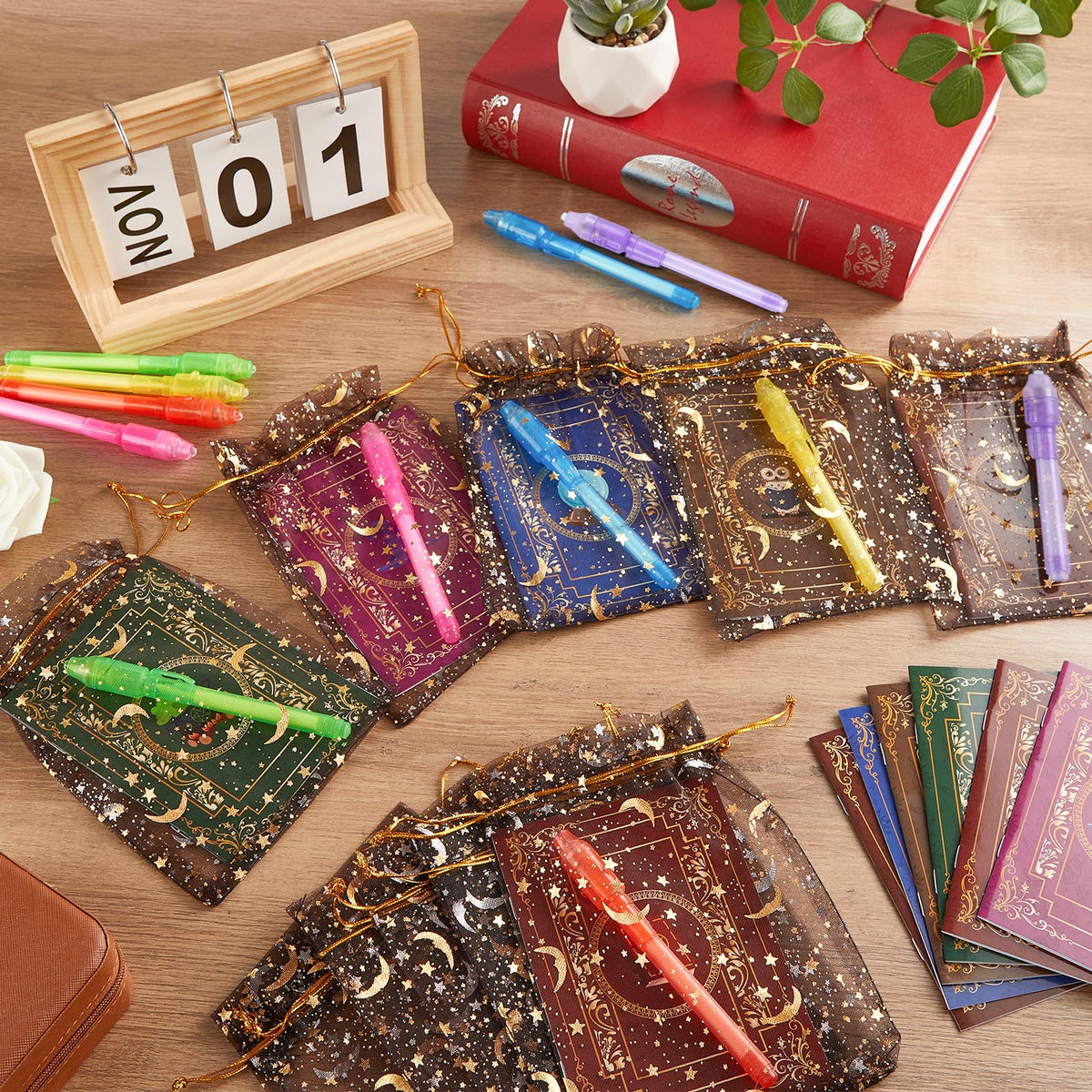 MinFyberd 36PCS Magical Party Favors – Invisible Ink Pen, Witch Notebooks & Gift Bags