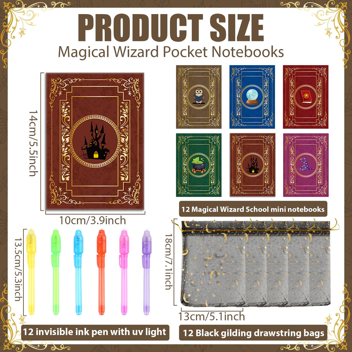 MinFyberd 36PCS Magical Party Favors – Invisible Ink Pen, Witch Notebooks & Gift Bags