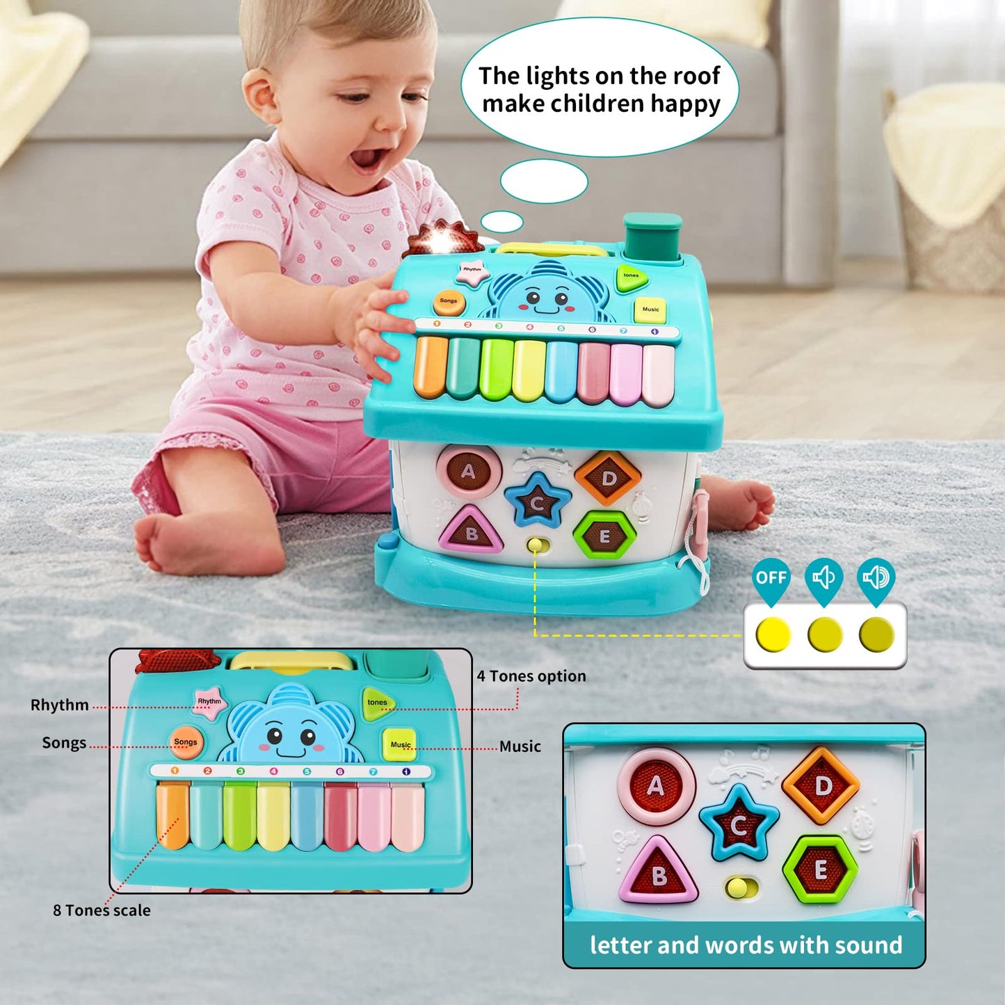 Ming You 8-in-1 Montessori Musical House Toy for 12-18 Months | Educational Toddler Toy