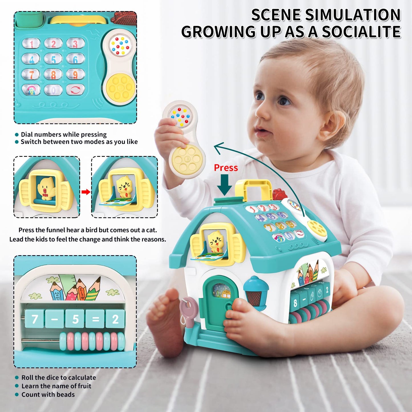 Ming You 8-in-1 Montessori Musical House Toy for 12-18 Months | Educational Toddler Toy