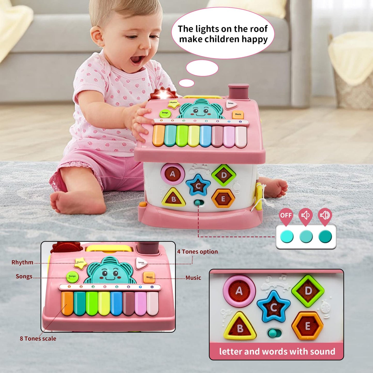 Ming You 8-in-1 Montessori Learning House – Musical Toy for 1+ Year Olds