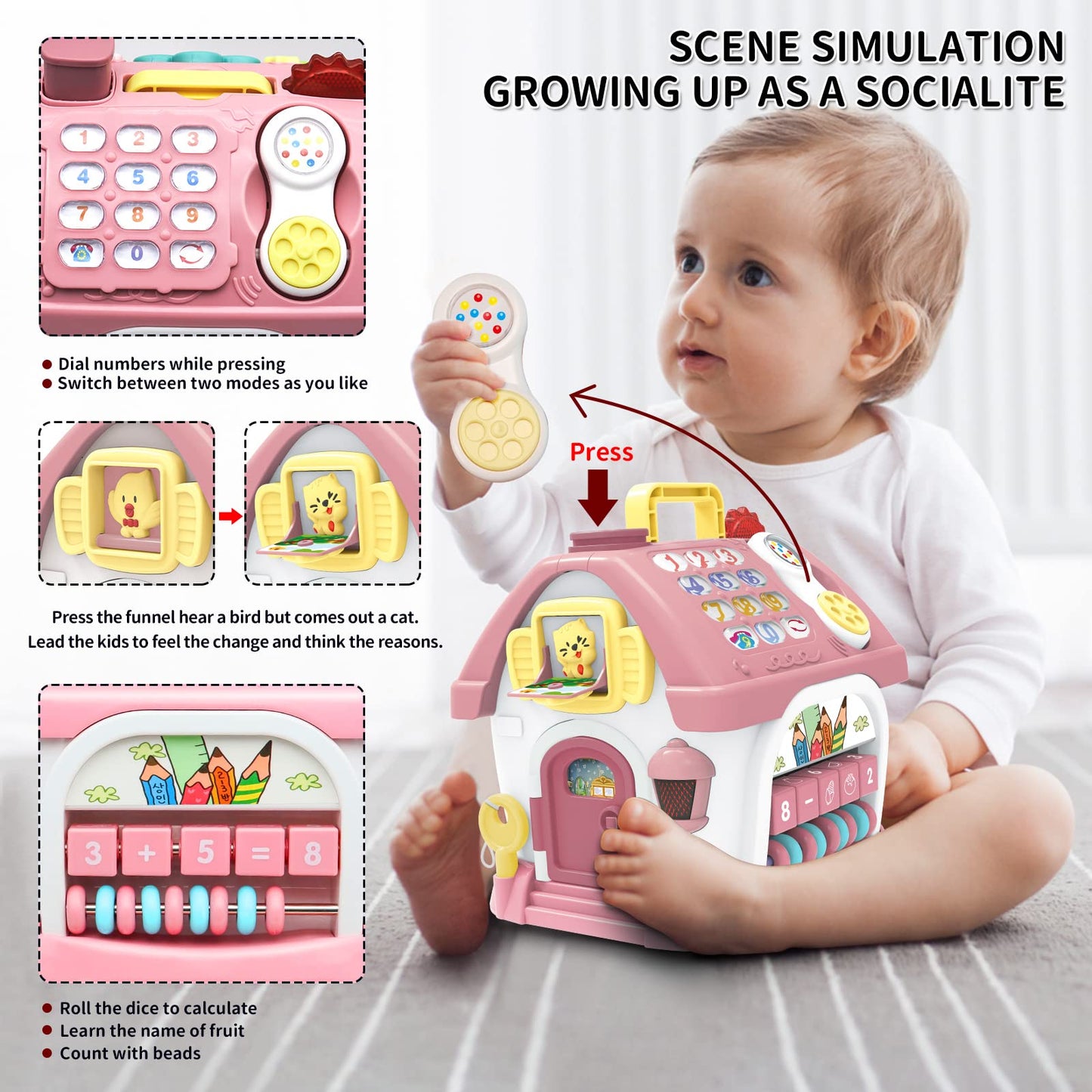 Ming You 8-in-1 Montessori Learning House – Musical Toy for 1+ Year Olds