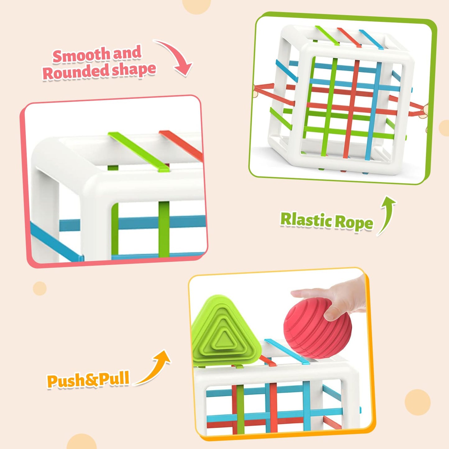 MINGKIDS Montessori Toys for 1 Year Old – 6pc Multi-Sensory Shape Set