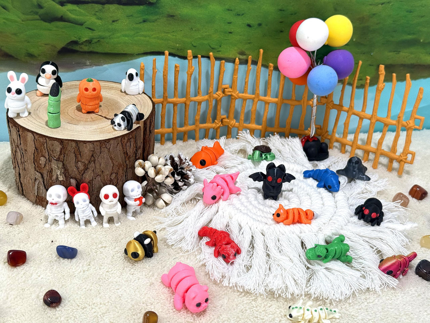24 Pcs Mini 3D Printed Small Animals Set – Articulated, Flexible Fidget Toys & Gift Ideas