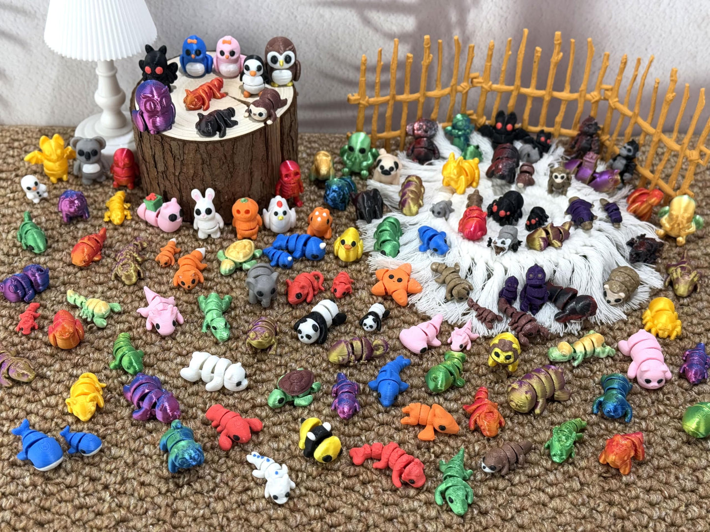 80pcs Mini Animal Figurines Set – 3D Printed Flexible Fidget Toys, Cute Desk Decor