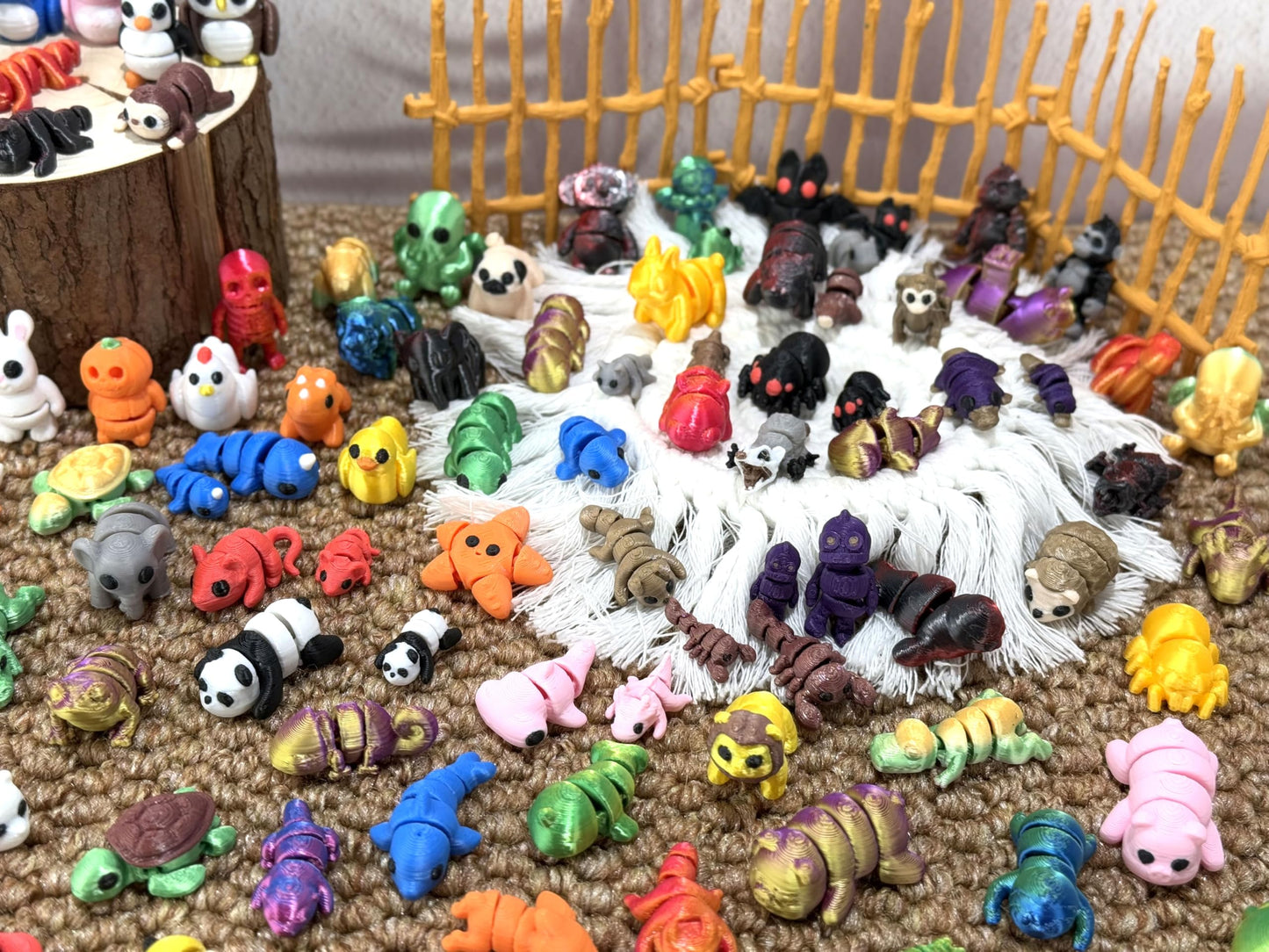 80pcs Mini Animal Figurines Set – 3D Printed Flexible Fidget Toys, Cute Desk Decor