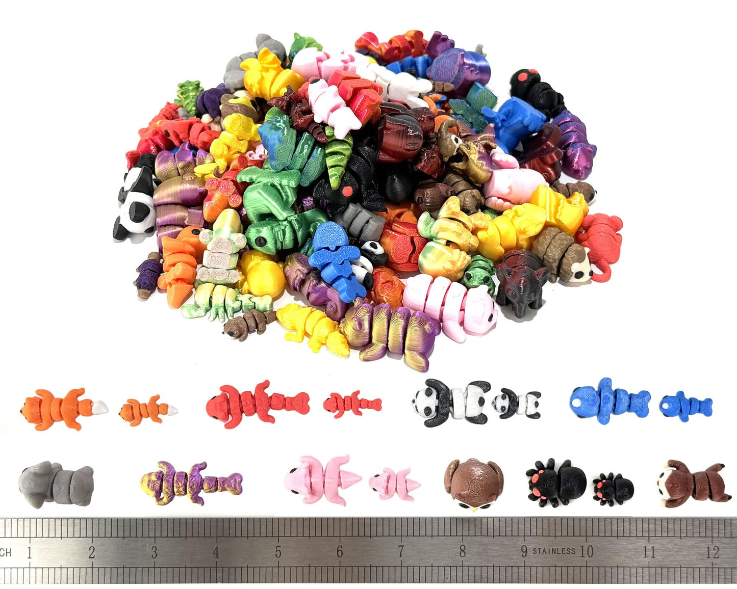 80pcs Mini Animal Figurines Set – 3D Printed Flexible Fidget Toys, Cute Desk Decor