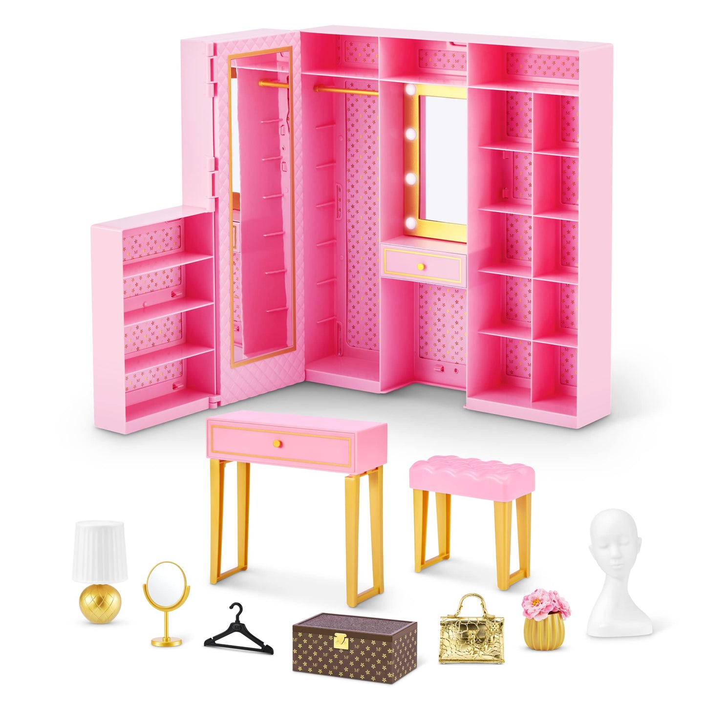 Mini Brands Mini Fashion Dream Wardrobe – Exclusive Metallic Bag & 25+ Storage Areas for Doll Accessories