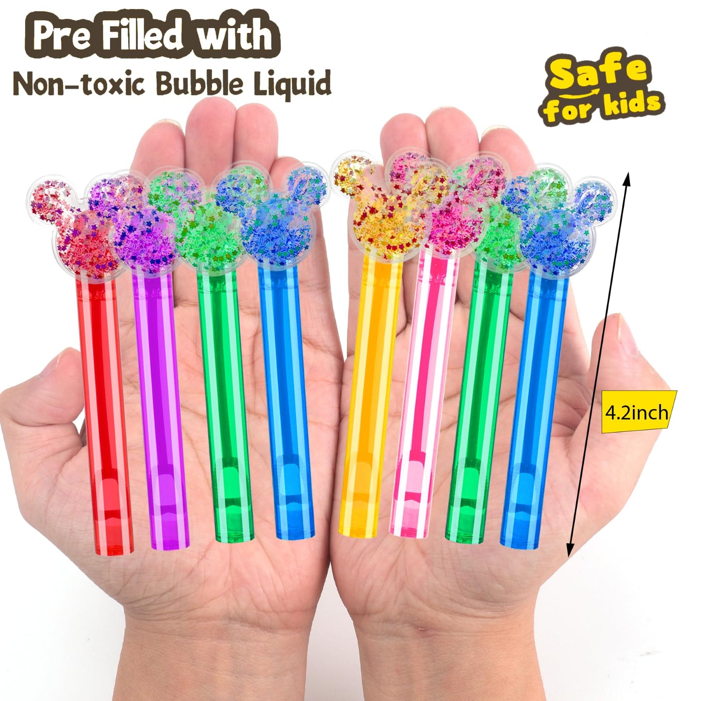 24PCS Glitter Bubble Wands - 6 Colors Party Favors for Kids 3-10
