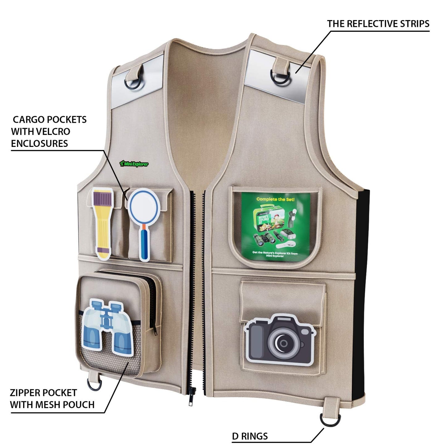 Mini Explorer Kids Vest and Hat Costume – Backyard Safari Gear for Ages 3-6